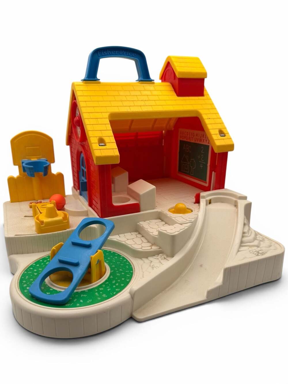 Vintage Fisher-Price Little People Schoolhouse Playset with Bus and Figures